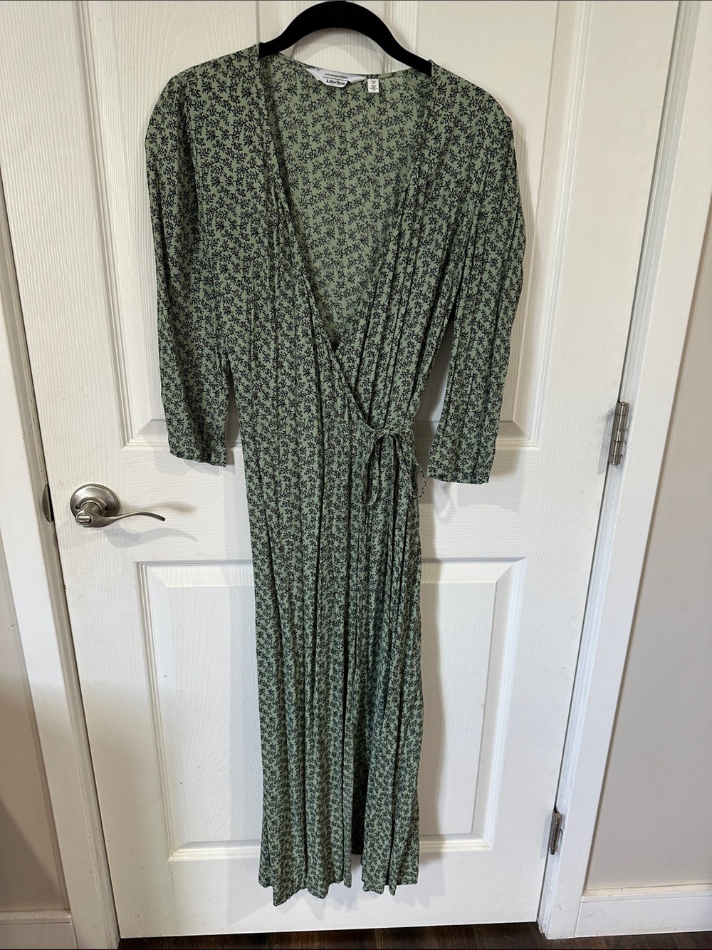 & Other Stories Sage Green Floral Wrap Maxi Dress